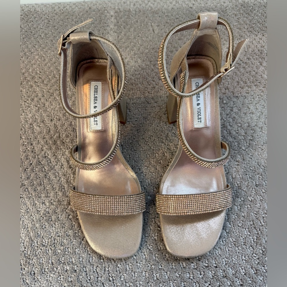 Chelsea & Violet Women's Rose Gold Heeled Sandals